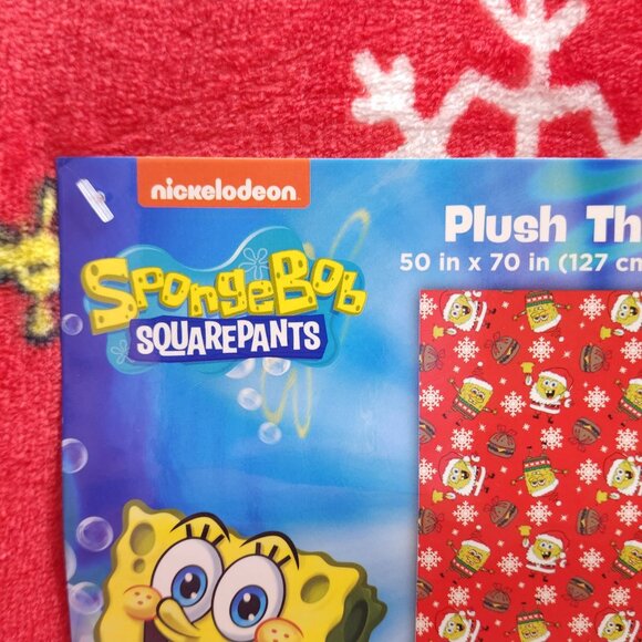 SpongeBob SquarePants Christmas Plush Throw Blanket 50" X 70" Super Soft Franco - Picture 5 of 11